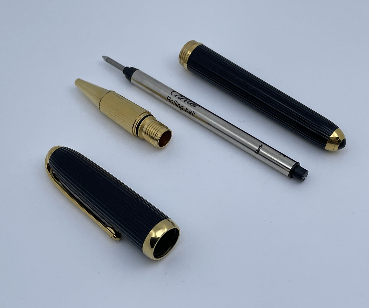 Cartier Louis Godron Black Composite Gold Trim Rollerball Pen