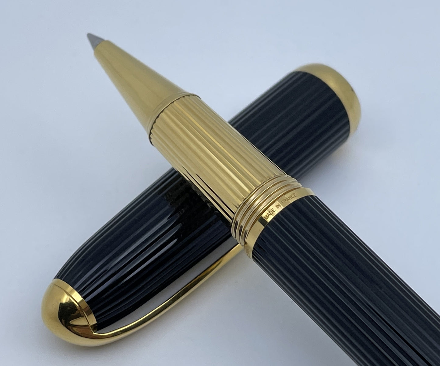 Cartier Louis Godron Black Composite Gold Trim Rollerball Pen