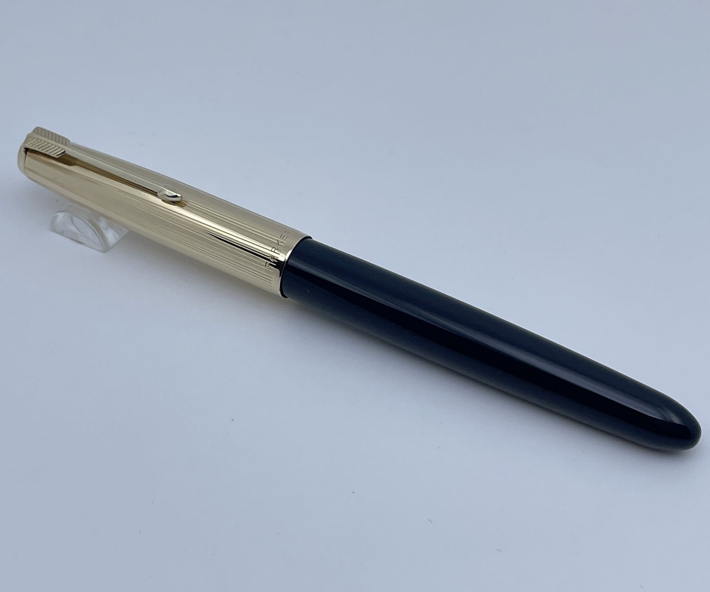 Vintage Parker 51 Aerometric Blue Barrel Gold Filled Cap Fountain Pen