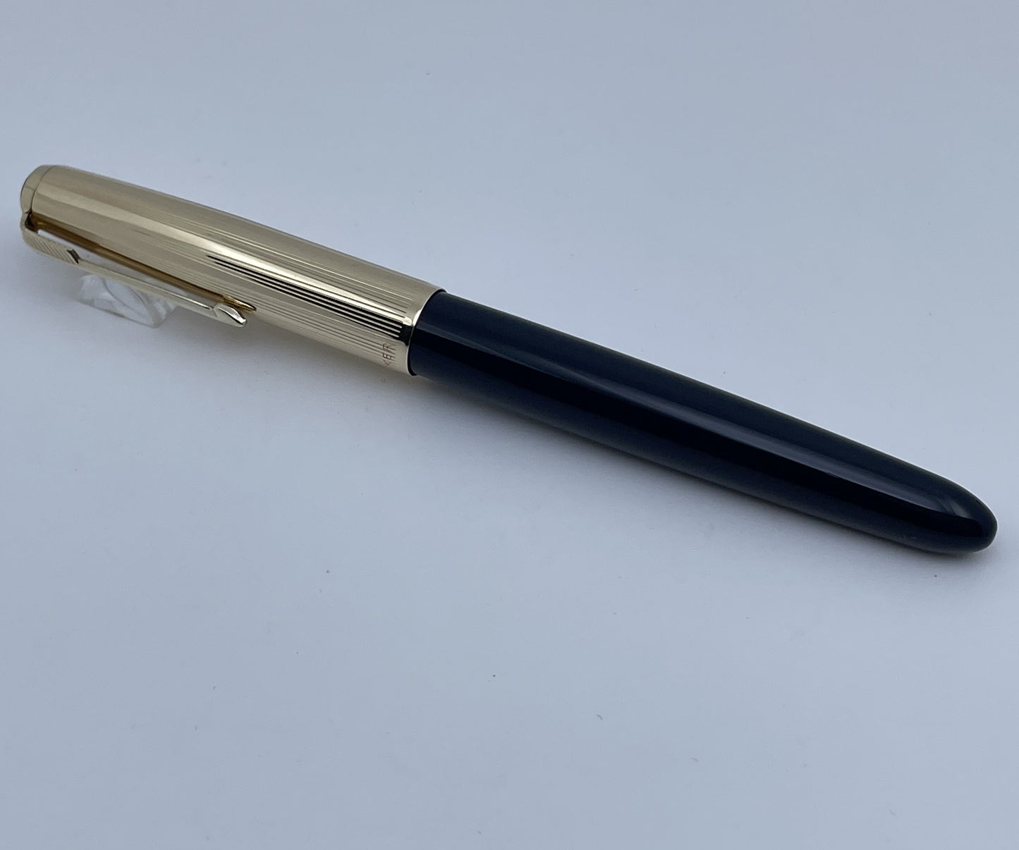 Vintage Parker 51 Aerometric Blue Barrel Gold Filled Cap Fountain Pen