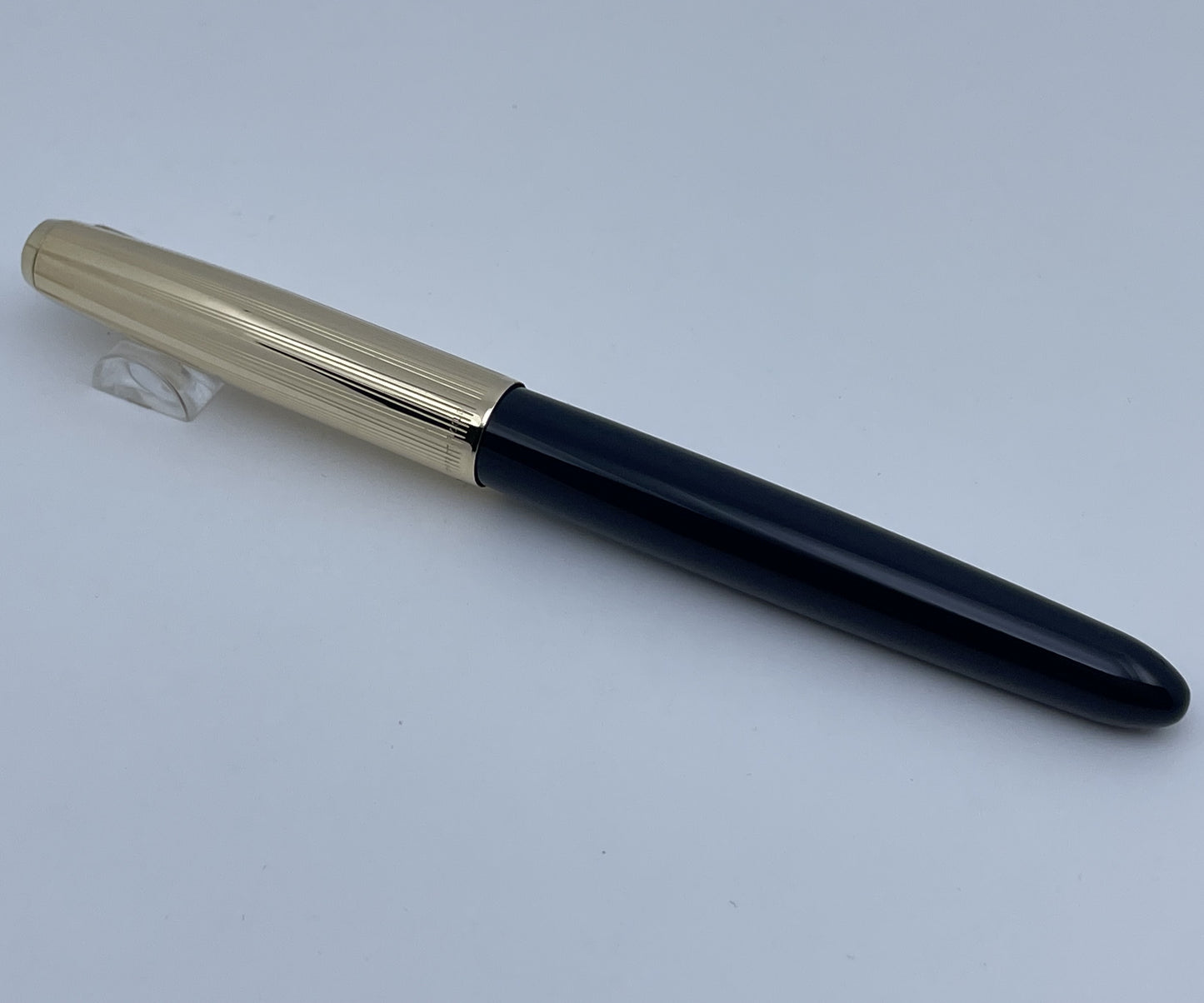 Vintage Parker 51 Aerometric Blue Barrel Gold Filled Cap Fountain Pen