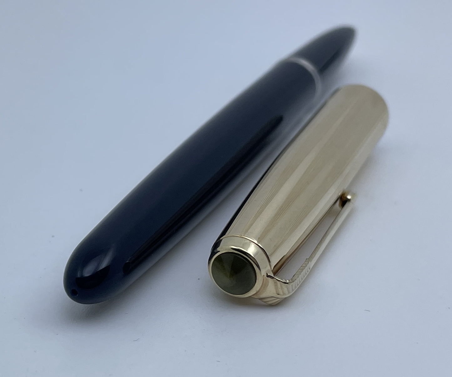 Vintage Parker 51 Aerometric Blue Barrel Gold Filled Cap Fountain Pen